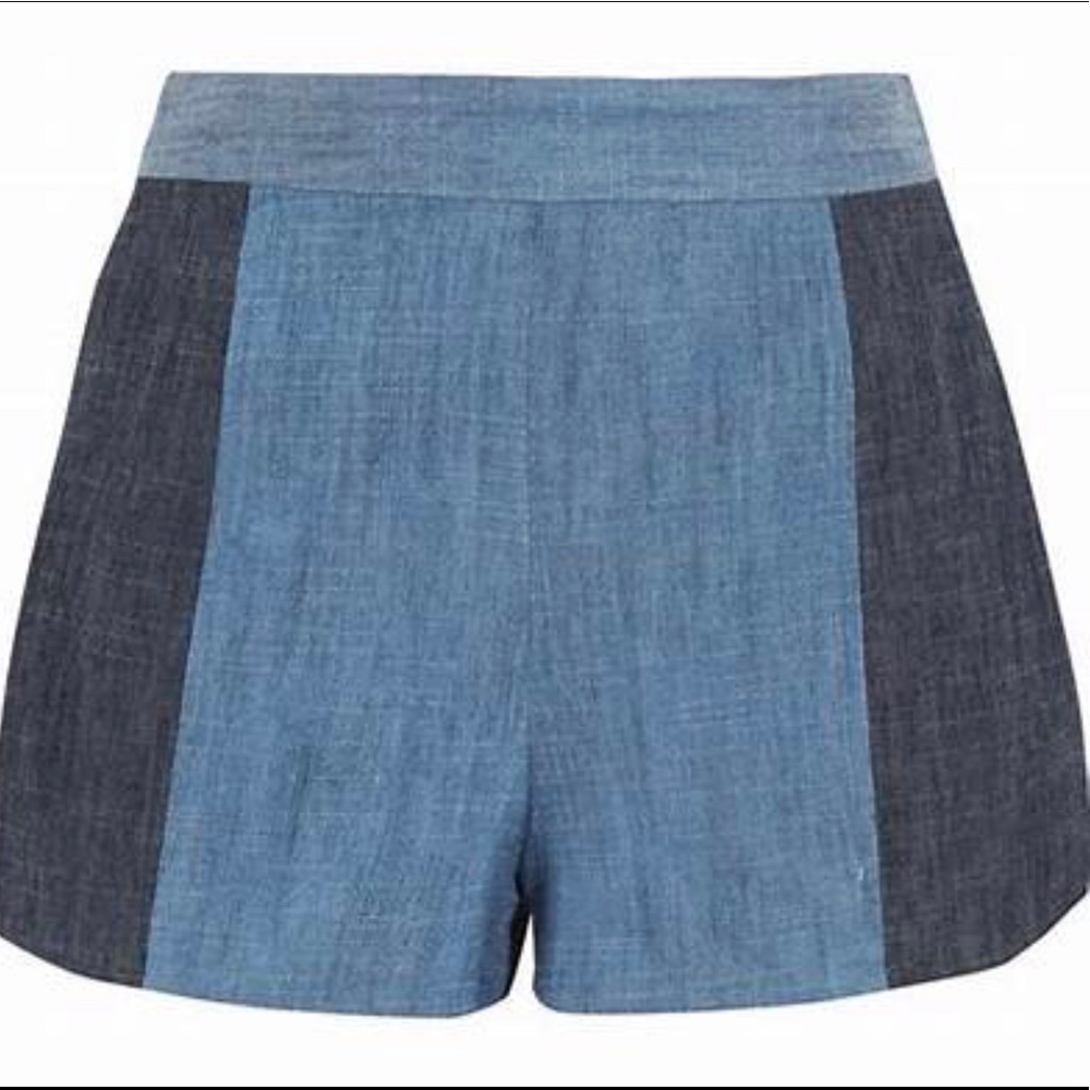 Alice + Olivia Two Tone Blue Chambray Shorts